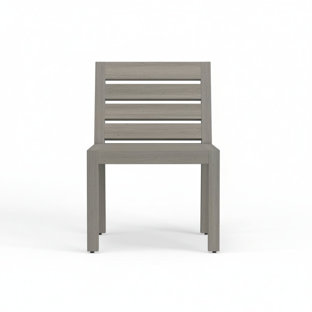 Outdoor Teak Dining Side Chairs In Gray