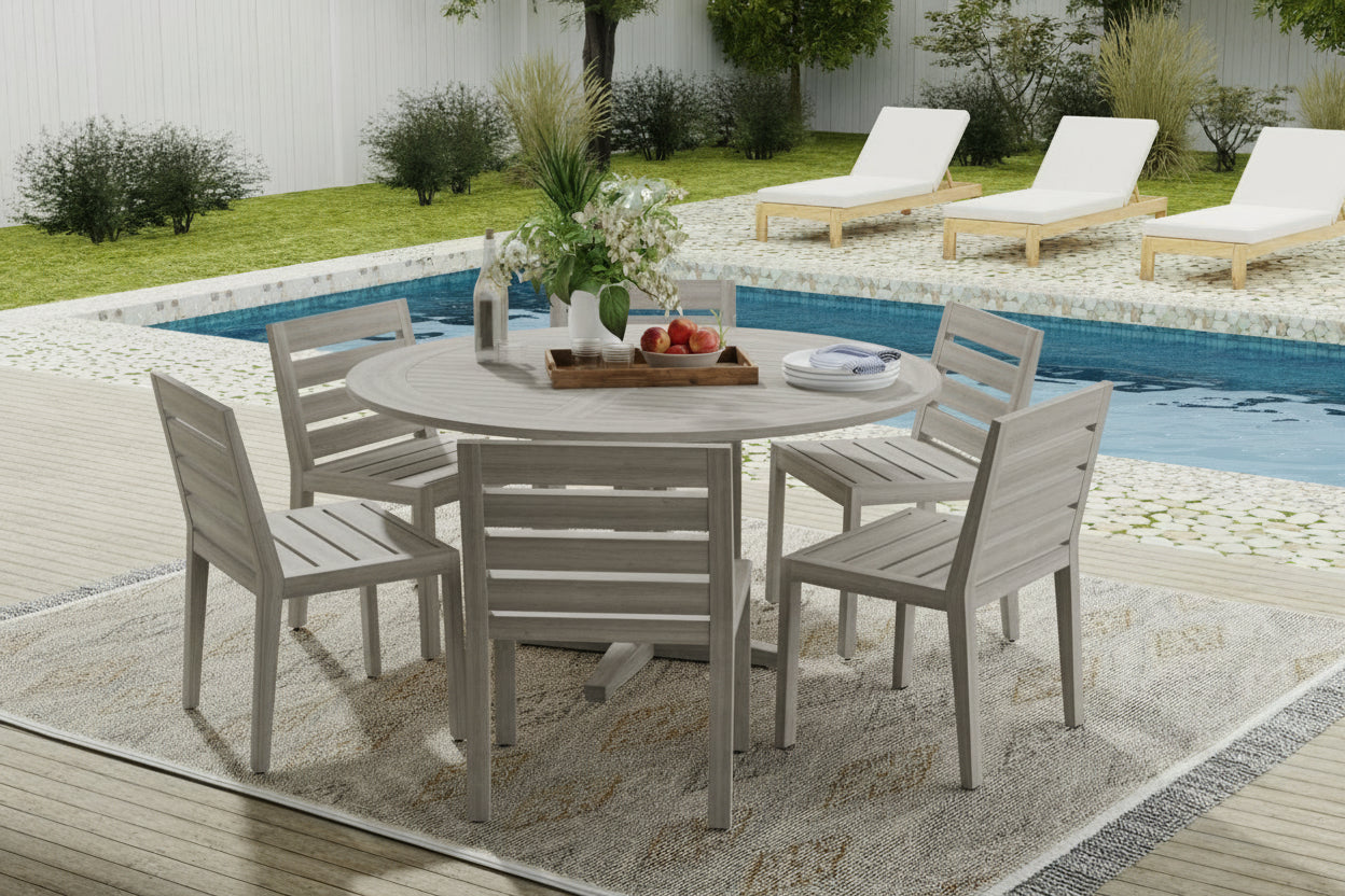 Weathered Gray Teak Dining Chairs