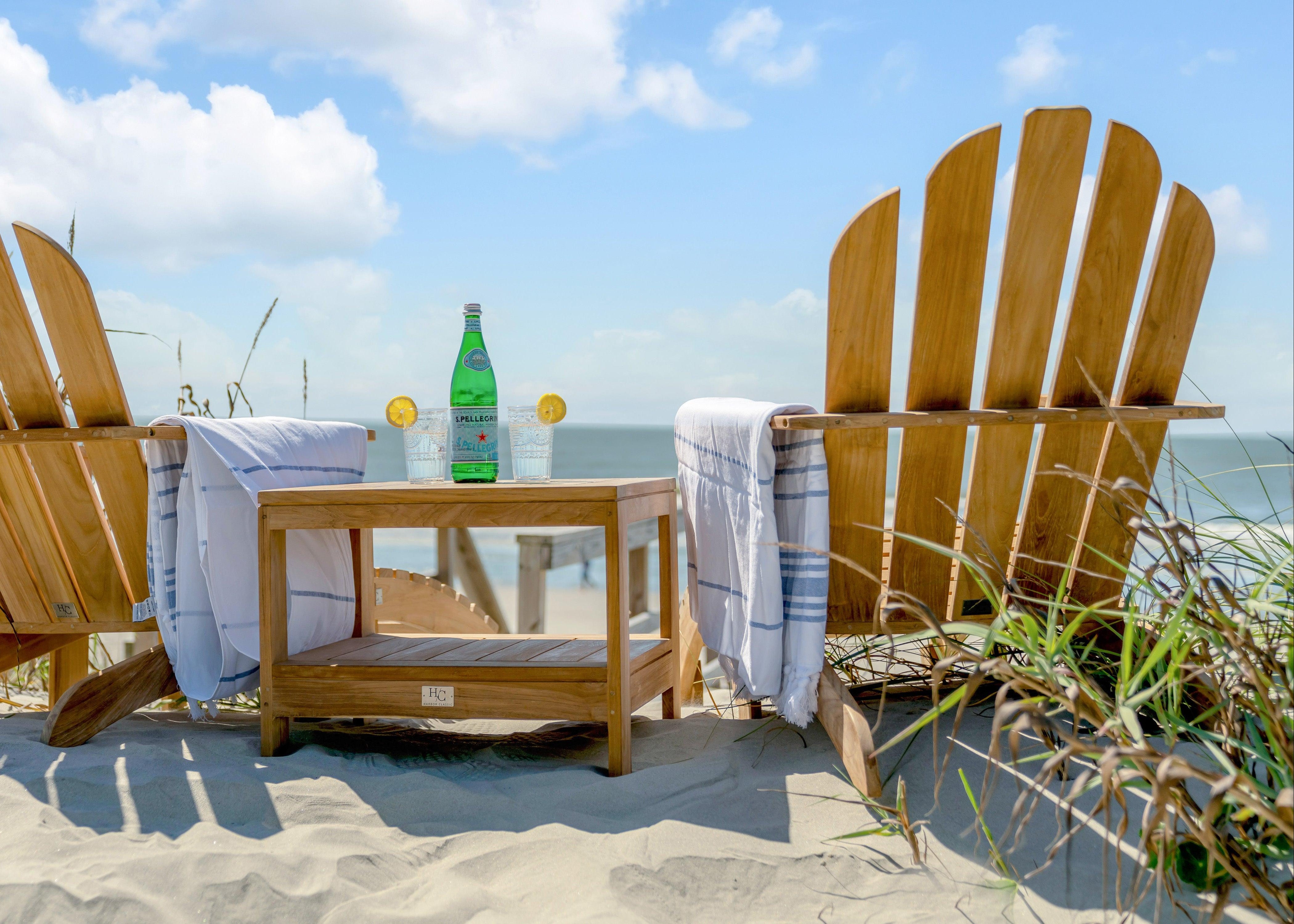 Modern Grade A Teak Wood Adirondack Set By Harbor Classic