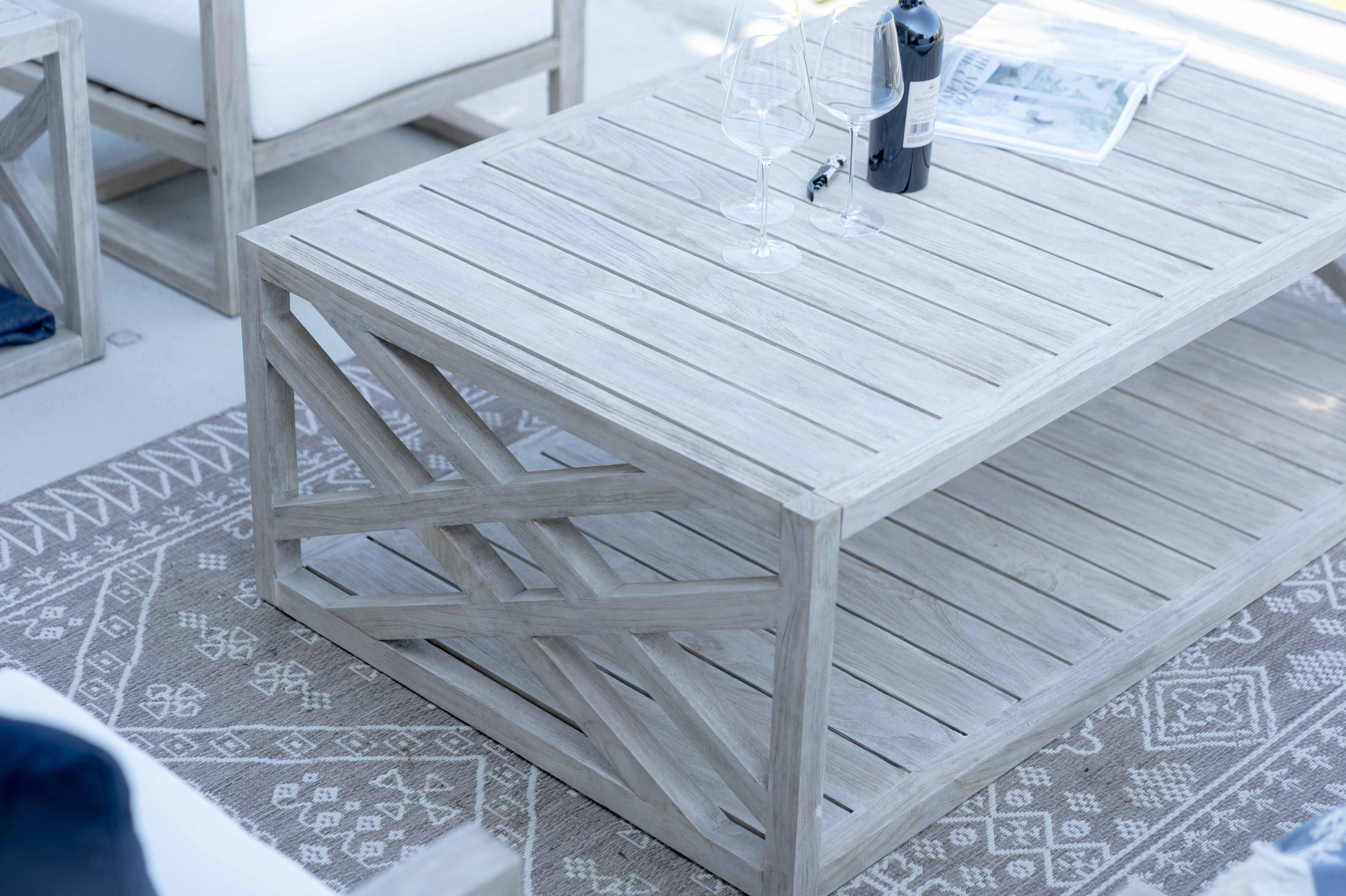 White Washed Teak Coffee Table