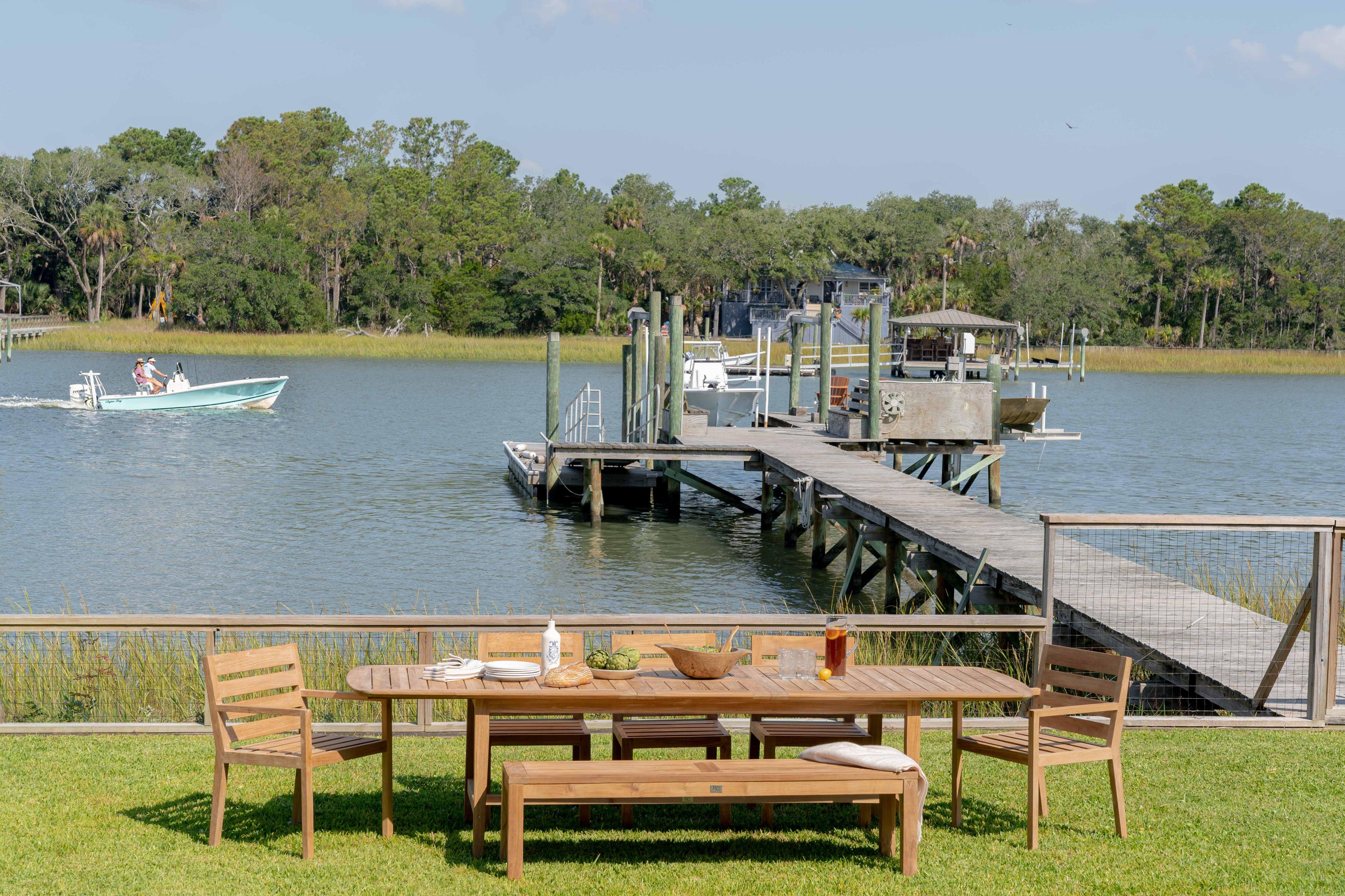 Outdoor teak dining table set